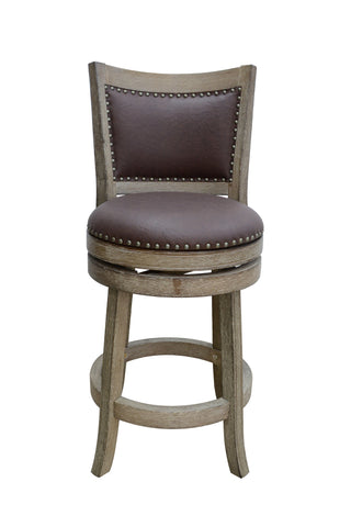 Boraam 24" Cantabria Wire-brush Swivel Stool (Weathered White)
