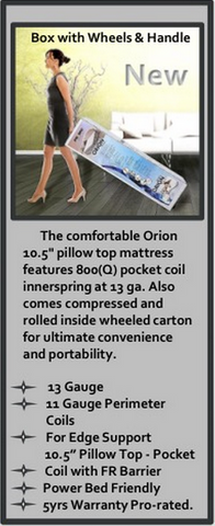 Primo Orion "Roll N' Go" Pocket Coiled Pillow-Top Mattress