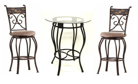 Boraam 3pc Beau Metal Pub Set 42"Bar Height (Black/Gold)