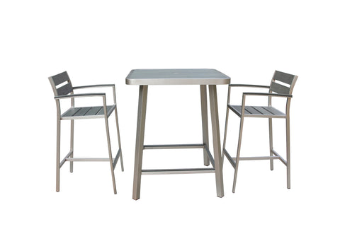 Boraam Polylumber 3pc Canaria Pub Set (Gray Stain Polylumber)