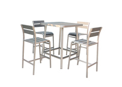 Boraam Polylumber 5pc Brava Pub Set  (Gray Stain Polylumber)