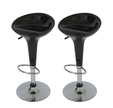 Boraam ABS Scoop Stool Set of 2 (Black, Red & White)