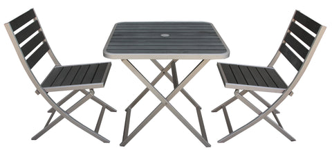 Boraam Polylumber 3pc Fresca Folding Dining Set (Gray Stain Polylumber)