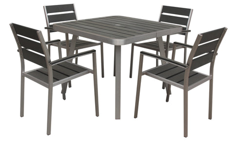 Boraam Polylumber 5PC Canaria Dining Set (Gray Stain Polylumber)