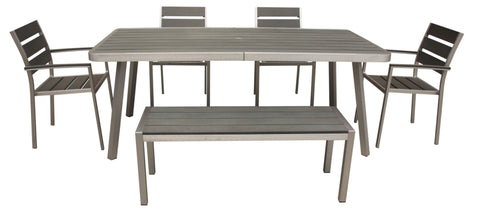 Boraam Polylumber 6PC Canaria Dining Set (Gray Stain Polylumber)