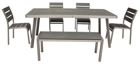 Boraam Polylumber 6PC Brava Dining Set (Gray Stain Polylumber)
