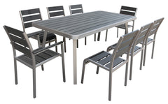 Boraam Polylumber 9PC Santorini Dining Set (Gray Stain Polylumber)
