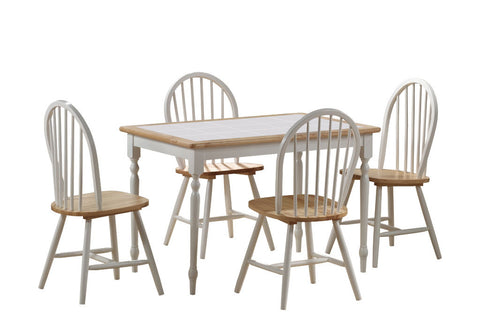 Boraam 5PC Tile Top Dining Set (Black/Cherry & White/Natural)