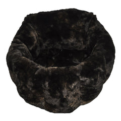 Dark Brown Fur Round Pet Bed DB0019
