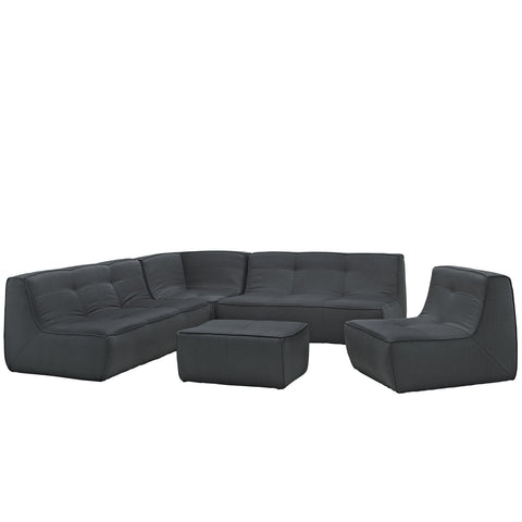 Modway Align 5 Piece Upholstered Sectional Sofa Set
