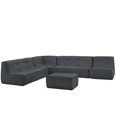 Modway Align 5 Piece Upholstered Sectional Sofa Set