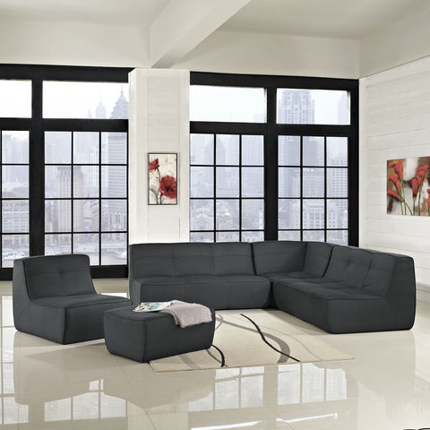 Modway Align 5 Piece Upholstered Sectional Sofa Set