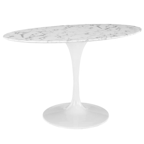 Modway Lippa Oval-Shaped Artificial Marble Dining Table