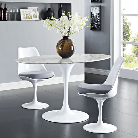 Modway Lippa Oval-Shaped Artificial Marble Dining Table