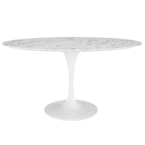 Modway Lippa Oval-Shaped Artificial Marble Dining Table