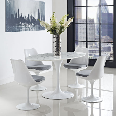 Modway Lippa Oval-Shaped Artificial Marble Dining Table