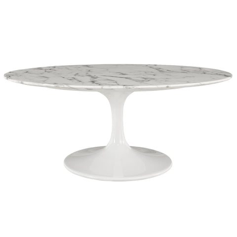 Modway Lippa 42" Oval-Shaped Artificial Marble Coffee Table