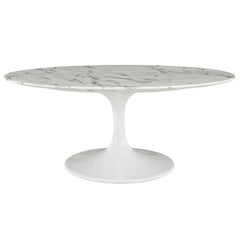 Modway Lippa 42" Oval-Shaped Artificial Marble Coffee Table