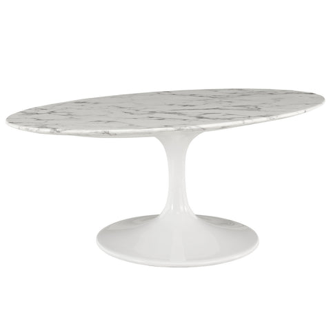 Modway Lippa 42" Oval-Shaped Artificial Marble Coffee Table