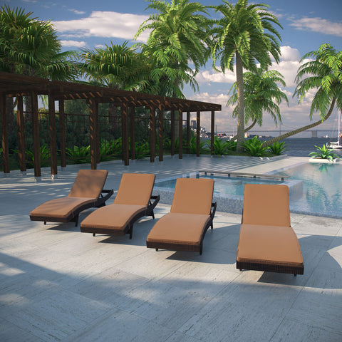 Modway Peer Chaise Outdoor Patio Set of 4