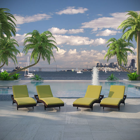 Modway Peer Chaise Outdoor Patio Set of 4