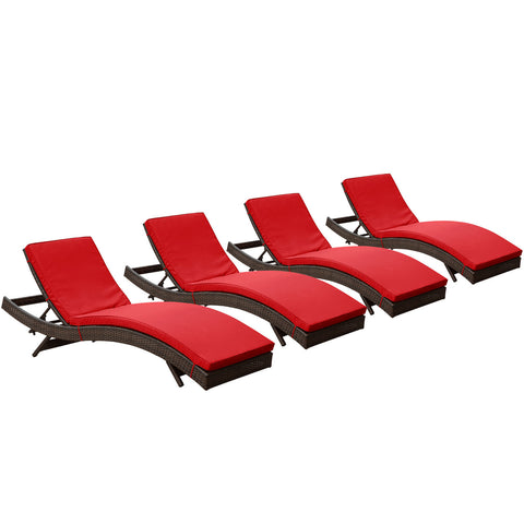 Modway Peer Chaise Outdoor Patio Set of 4