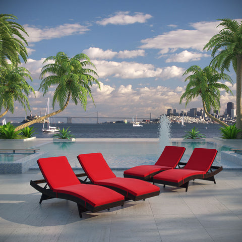 Modway Peer Chaise Outdoor Patio Set of 4