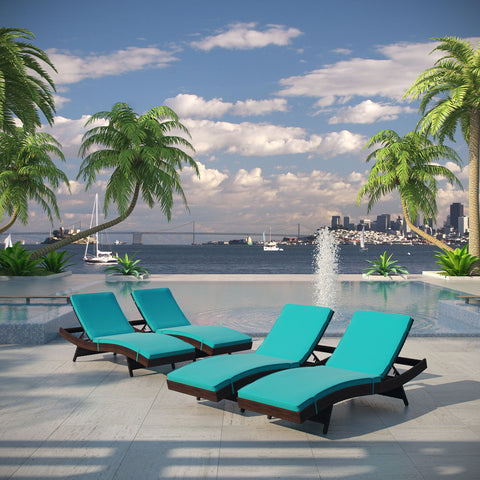 Modway Peer Chaise Outdoor Patio Set of 4