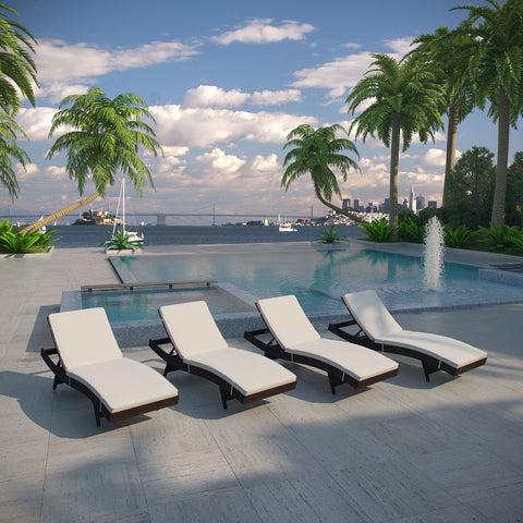 Modway Peer Chaise Outdoor Patio Set of 4