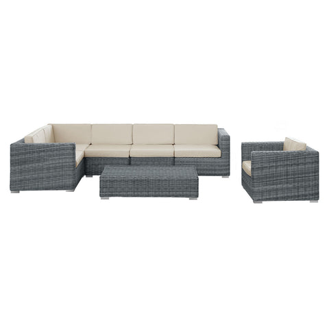 Modway Curacao 7 Piece Outdoor Patio Sectional Set
