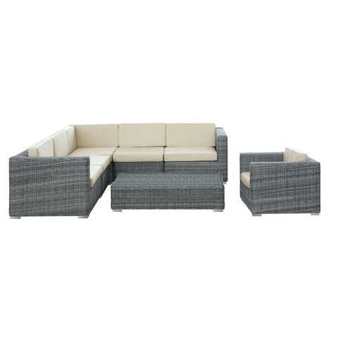 Modway Curacao 7 Piece Outdoor Patio Sectional Set