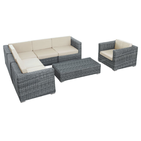Modway Curacao 7 Piece Outdoor Patio Sectional Set
