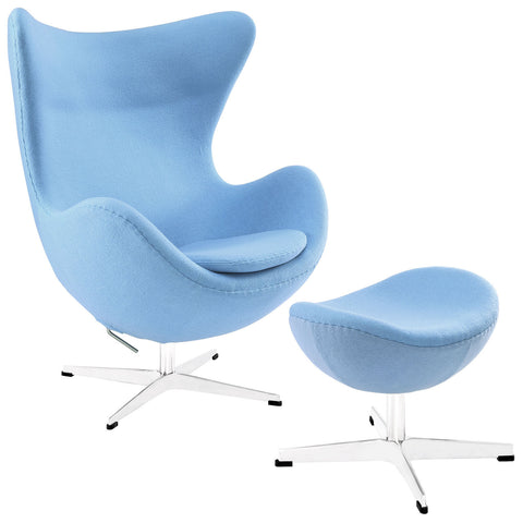Modway Glove Wool Lounge Chair and Ottoman Set