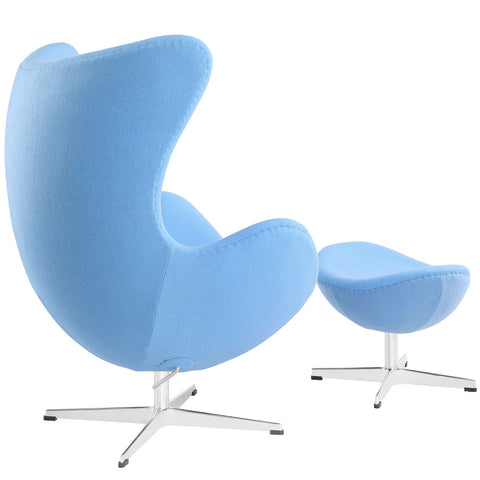 Modway Glove Wool Lounge Chair and Ottoman Set
