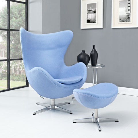 Modway Glove Wool Lounge Chair and Ottoman Set