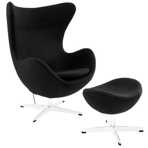 Modway Glove Wool Lounge Chair and Ottoman Set