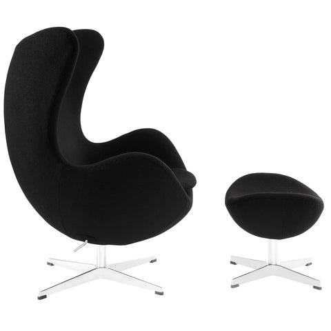 Modway Glove Wool Lounge Chair and Ottoman Set