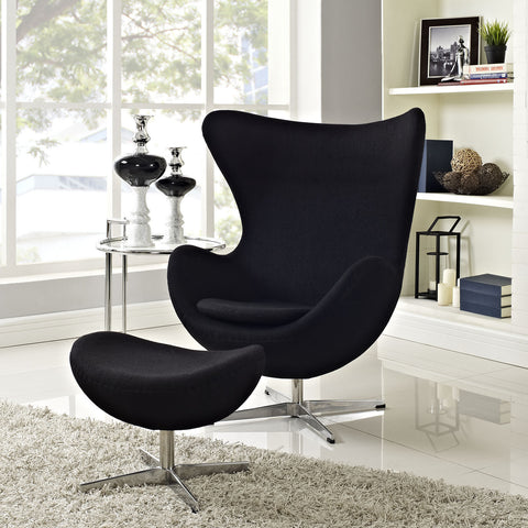 Modway Glove Wool Lounge Chair and Ottoman Set