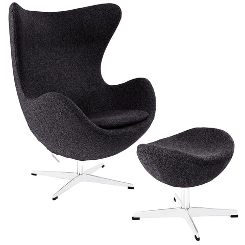 Modway Glove Wool Lounge Chair and Ottoman Set