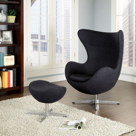 Modway Glove Wool Lounge Chair and Ottoman Set