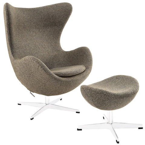 Modway Glove Wool Lounge Chair and Ottoman Set