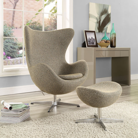 Modway Glove Wool Lounge Chair and Ottoman Set