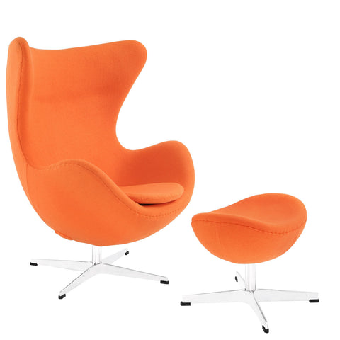 Modway Glove Wool Lounge Chair and Ottoman Set