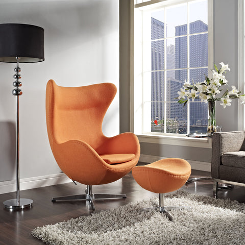 Modway Glove Wool Lounge Chair and Ottoman Set