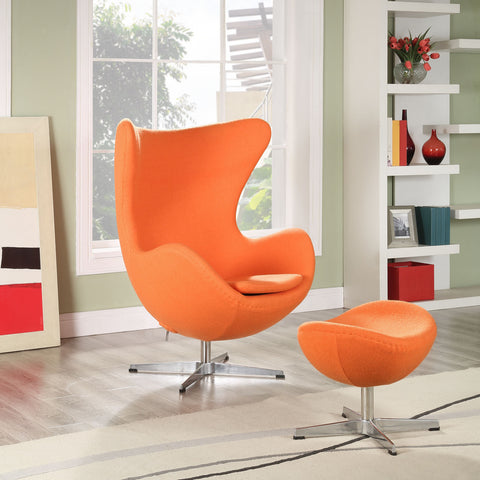 Modway Glove Wool Lounge Chair and Ottoman Set