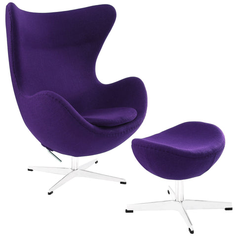 Modway Glove Wool Lounge Chair and Ottoman Set
