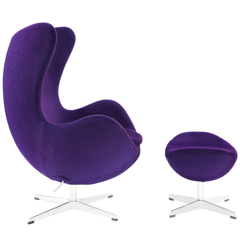 Modway Glove Wool Lounge Chair and Ottoman Set