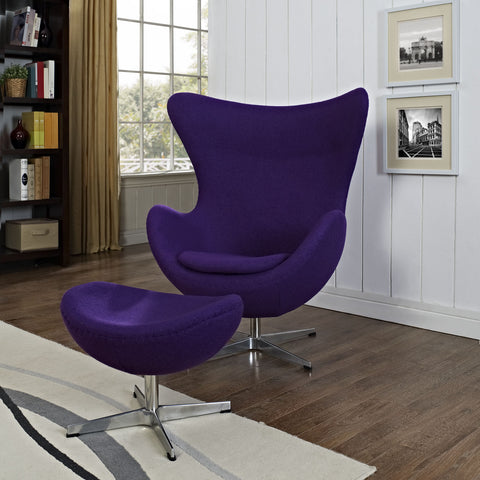 Modway Glove Wool Lounge Chair and Ottoman Set