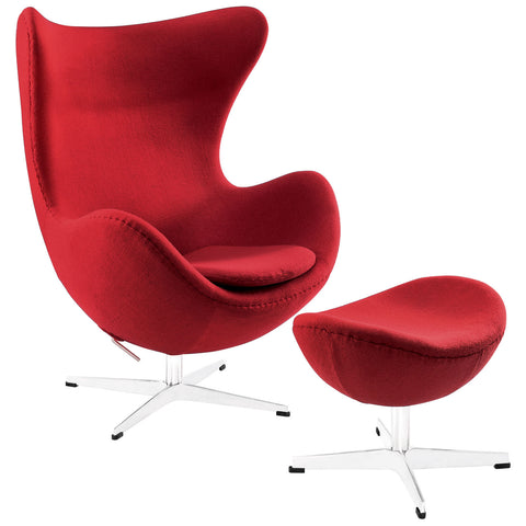 Modway Glove Wool Lounge Chair and Ottoman Set