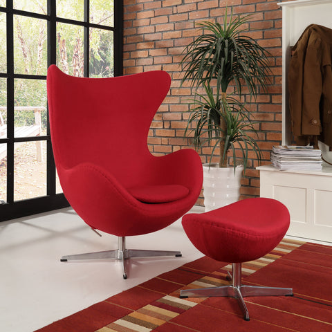 Modway Glove Wool Lounge Chair and Ottoman Set
